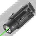 Solofish 1500lm Slidable Tactical Flashlight with Green Beam Compatible with Picatinny 21mm Width Rail for Rifle (Not for Pistol), Rechargeable Weapon Light with Strobe/Momentary/Power Indicator