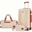 Hoteel Luggage Sets 3 Piece, Durable Suitcase Dual-Spinner Wheel TSA Lock, Lightweight Travel Hardshell PC+ABS Carry on Luggage for Men&Women, Beige(20in/GB/TB)