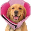 SUNFURA Dog Cone - Soft Cone for Dogs to Stop Licking, Pet E-Collar Alternative After Surgery, Adjustable Pet Recovery Collar for Wound Healing, Pink Large