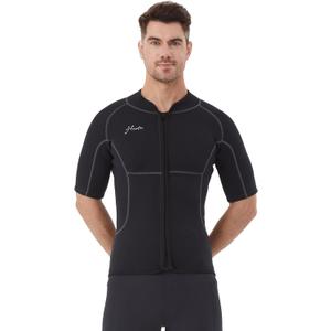 Hevto Men Wetsuit Tops and Vest 3/2mm Neoprene Jacket Surfing Swimming Front Zip Wet Suit for Water Sports (Medium)