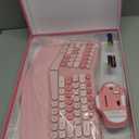 Wireless Ergonomic Keyboard and Mouse Combo with PU Wrist Rest, Carpal Tunnel Keyboard, 2.4G Colorful Split Ergo Keyboard, Comfortable Natural Typing, Compatible with PC/Laptop (Pink)