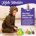 Kids 24 oz Tumbler with Handle, Leak-Proof Screw-On Lid with Removable Silicone Straw, Spill Proof, Reusable Stainless Steel Insulated Water Bottle, Gift for Boys Girls Adults, Black