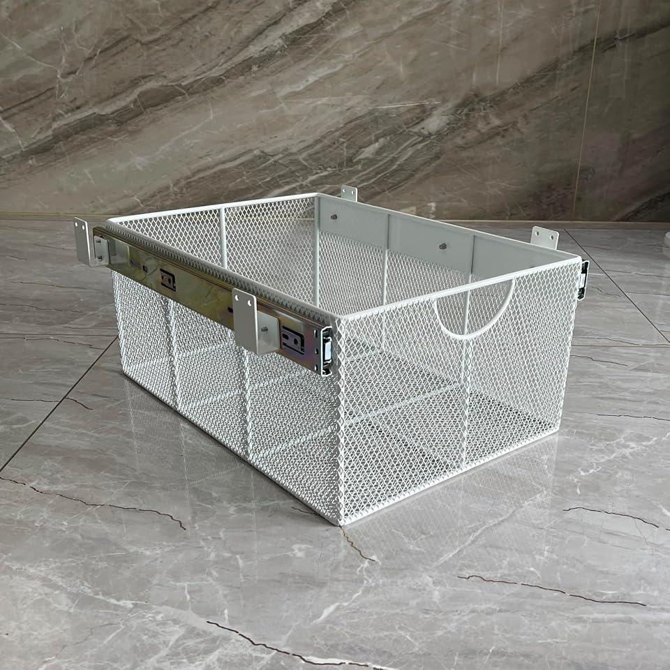 Pull Out Closet Drawer for Clothes | Sliding Wire Basket for Wardrobe Cabinets | Roll Out Storage Organizer | Side Mounting | for Home, Kitchen,Pantry