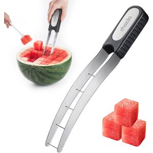 [Good Grip] Watermelon Cutter Slicer Stainless Steel,Cube Cutter Corer Fruit Vegetable Tools Knife Melon Baller for Kitchen Gadget