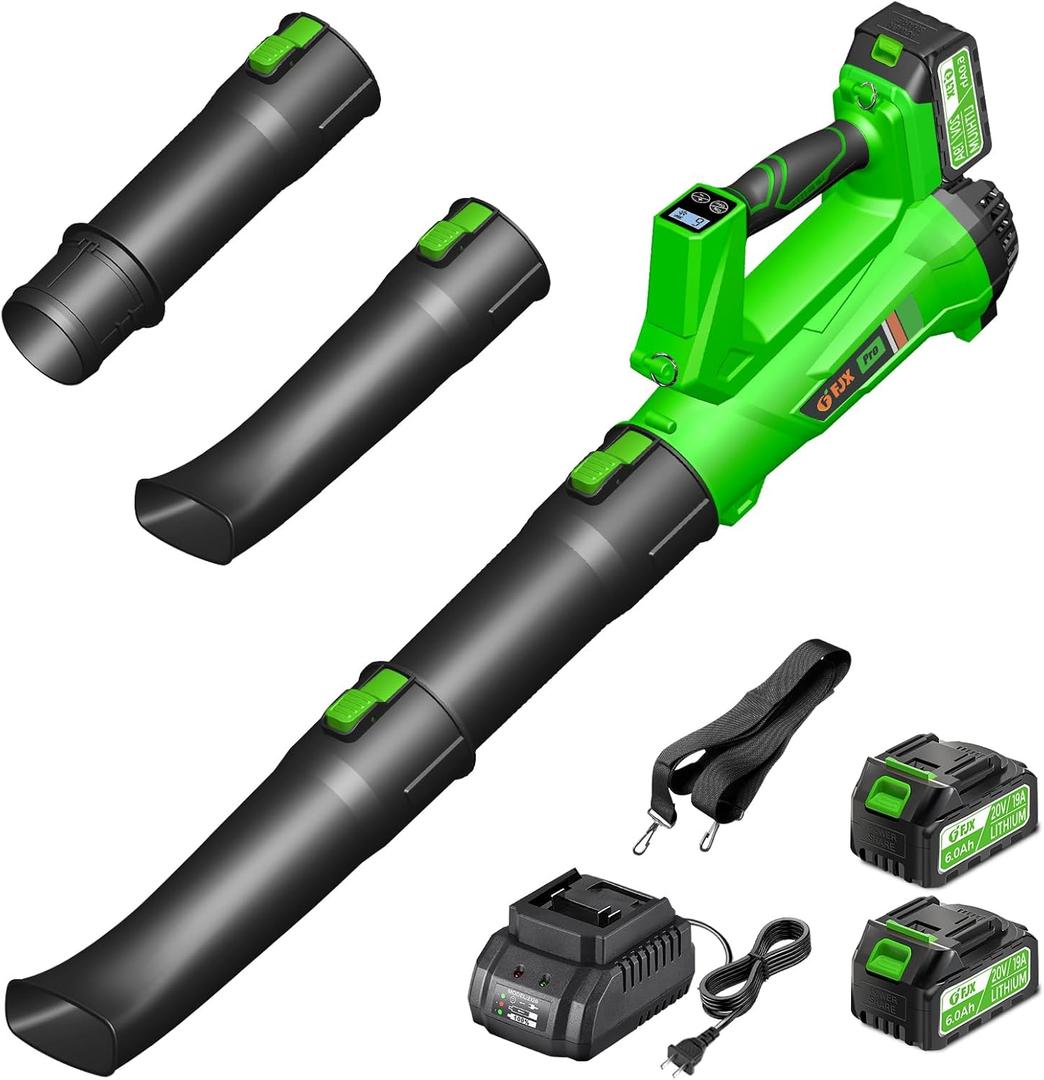 Cordless Leaf Blower with Battery and Charger, 540 CFM/170 MPH Leaf Blower Cordless, 2 X 6.0Ah Electric Lawn Blower, Lightweight Battery Powered Leaf Blowers for Patio Lawn Care Outdoor Cleaning 2024 (Imperial Green)