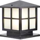 Outdoor Modern Patio Pillar Lights Square Fence Outdoor Column Lamp Traditional E27 Waterproof Column Headlight Outside Fixture Deck Lighting for Patio, Porch, Yard, Garden, 10*10"