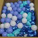 STARBOLO Ball Pit Balls for Ball Pits - 200 Pcs Blue Star and Round Balls Crush Proof Plastic Children's Toy Balls Stars for Birthday Party Pool Indoor Outdoor (3 Blue+White)