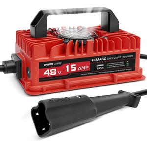 15 Amp 48 Volt Golf Cart Battery Charger for Yamaha G29 with 3-Pin Leaf Plug