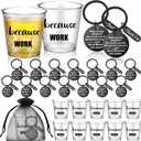 Nuogo 24 Set Employee Appreciation Gifts Bulk for Coworkers 2.87 oz Because Work Shot Glasses with Thank You Keychains Organza Bags for Team Coworker Employee Staff Office Women Men