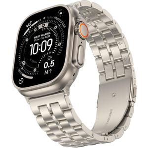Metal Band Compatible with Apple Watch 49mm 46mm 45mm 44mm 42mm 41mm 40mm 38mm Men, Stainless Steel Business Luxury Strap Link Wristband for iWatch Series 11 10 9 8 7 6 5 4 SE/Ultra 3 2 1 (Starlight/Starlight)
