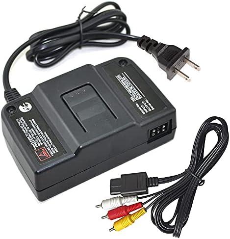 N64 Power Supply,AC Adapter Power Supply and AV Composite Video Cable Cord for N64
