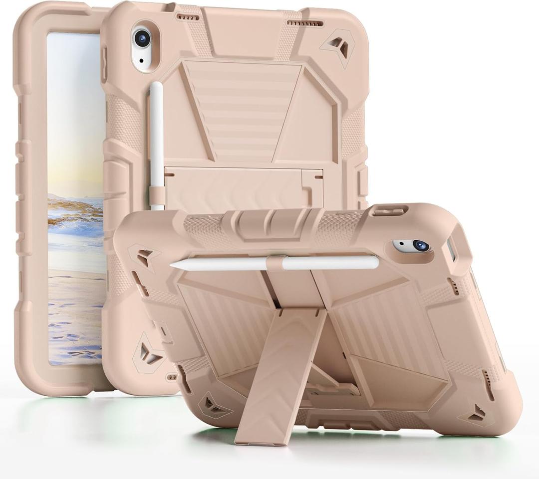GKABXY Case for iPad (A16) 11th Generation 11 Inch (2025) / iPad 10th Generation 10.9 Inch (2022) with Shoulder Strap, Rugged Shockproof Protective Cover with Pencil Holder for Kids (Pink)