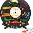 Vinyl Record Sweet 16 Birthday Decorations 11.6"X11.6", 16th birthday decorations Party Favor Sign Poster, 16th Birthday Guest Book Alternative, Great Sweet 16 Gifts for Girls or Boys (16 Years Old)