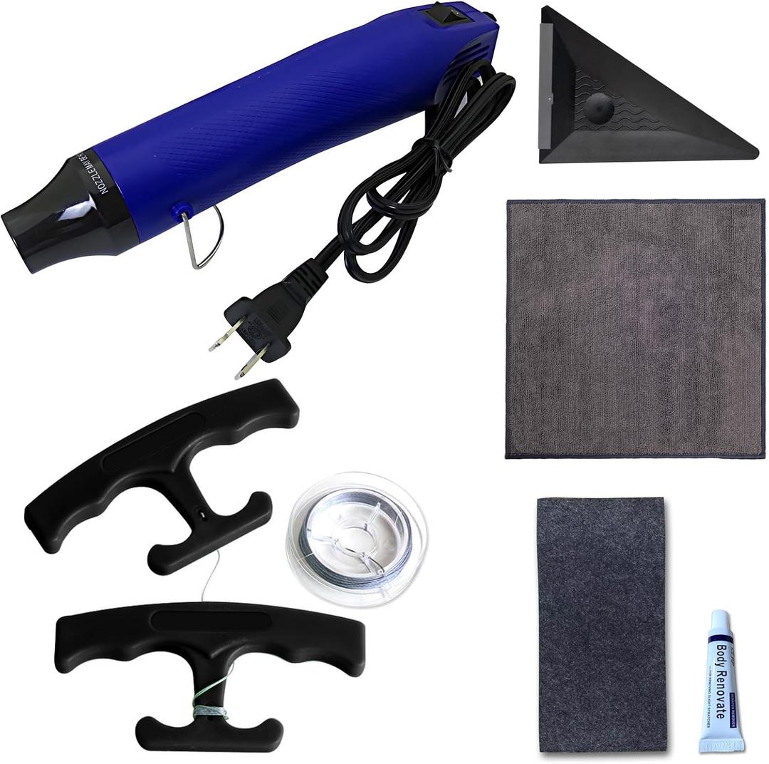 Emblem Removal Tool Kitvinyl Wrap Tool Kit Includes Hot Air Gun, Car Emblem Removal Tool (5-Meter Long Line), Scratch Repair Paste and Cloth, Towel