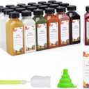 Plastic Juice Bottles 150 pcs 12 oz Empty Plastic Water Bottles with Caps Reusable Clear Beverage Containers for Drinking, Juicing, Smoothie, Water with 2 Brushes, 2 Funnels, 160 Stickers (12 OZ)