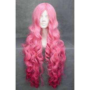 Swiking Long Pink Ombre Curly Wave Womens Wig Natural Hair Wigs Heat Resistant Synthetic Daily Halloween Cosplay Full Wigs for Women Girls