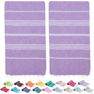 PARK&OZ Turkish Beach Towels 2 Pack – Oversized 100% Cotton Quick Dry Absorbent Sand-Free Blanket 72x40, ExtraLarge Lightweight Pool Towels for Adults Women Men, Sand Resistant, Perfect Travel (Lilac)