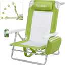 Old Bahama Bay Backpack Beach Chair, Aluminum Lightweight Reclining 5-Position Lounge Chair for Adults Heavy Duty Support 400 LBS Portable Folding with Cooler Bag Camping Chair for Sand Outdoor