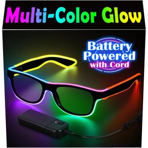 YouRfocus LED Light Up Glasses Multi-Color Glow in the Dark Neon Rave Glasses, Battery Pack Powered with Cord, Party EDM Festival Halloween Concert Accessories (6 Colors) YouRfocus LED Light Up Glasses Multi-Color Glow in the Dark Neon Rave Glasses, Battery Pack Powered with Cord, Party EDM Festival Halloween Concert Accessories (6 Colors)