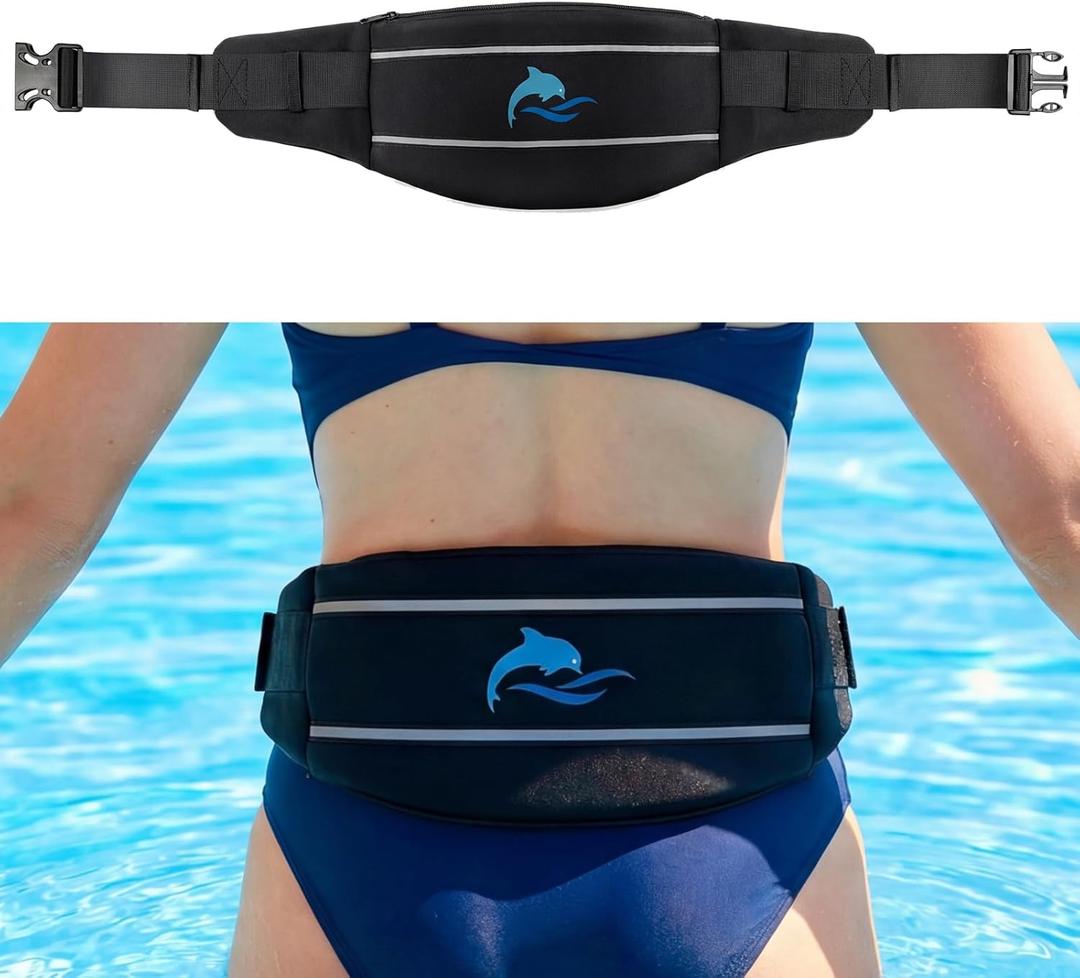 YOTAN Swim Belt for Adults, Flotation Belt with Reflective Strips, Adjustable 3 Section Buoyancy Flotation Swimming Belts, Pool Exercise Equipment for Water Aerobic, Aqua Jogging, Low-Impact Workout, L