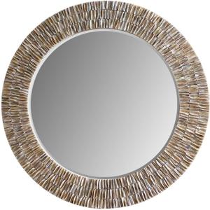 31.5inch Round Capiz Shell Mirror Handmade Circle Mosaic Pearl Wall Art for Corridor,Living Rooms,Bedrooms Wall Decor Framed Wall Mirror