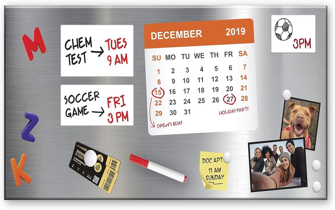 Essentially Yours Magnet and Message Board | Large Mountable 30 x 14 x 0.7 Inch Steel Bulletin Board (Silver)