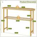 Narrow Console Table Bamboo 39.4", Modern Entryway Table for Hallway Oval Top, Sofa Console Table with Anti-Fall Edge, TV Stand for Living Room, Indoor Outdoor Plant Stand, 5min Easy Assembly, 39.4"L x 11.8"W x 29.7"H