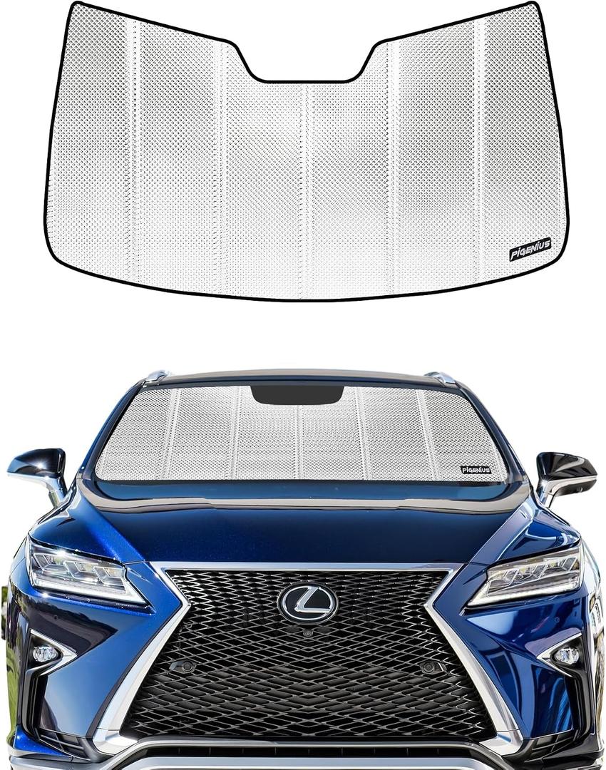 Pigenius Windshield Sun Shade for Lexus RX350/RX450h 2016-2022, RX350L/RX450hL 2018-2022. Reflective Aluminum Film Front Window Sunshade - BLAZBLOCK