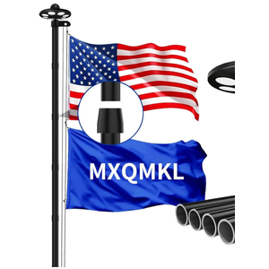 25FT Heavy Duty Flag Pole Kit with Solar Light,14 Gauge Flag Pole for Outside House in Ground Thick Aluminum Flagpoles with 136 LED Light & 3x5 American Flag with Pole for Outside Ip67 Waterproof