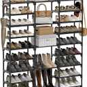 WOWLIVE 9 Tiers Large Shoe Rack Storage Organizer for Closet 50-55 Pairs Shoe Tower Unit Shelf Stackable Shoe Rack with Metal Pipes Plastic Connectors Black(SSS3B9)