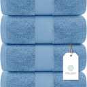 White Classic Luxury Bath Towels Set of 4 Large - 700 GSM Cotton Ultra Soft Bath Towels 27x54 | Highly Absorbent and Quick Dry | Hotel Towels for Bathroom Luxury, Plush Shower Towels, Light Blue