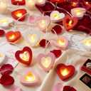 ROCEEI 4 Pack Heart String Lights, 39.2 Ft LED Fairy Lights, Battery Operated Romantic Hanging Light for Bedroom, Wall, Window, Wedding, Party Decor(Wood,20 Bulbs,White Pink Red +Mixed)