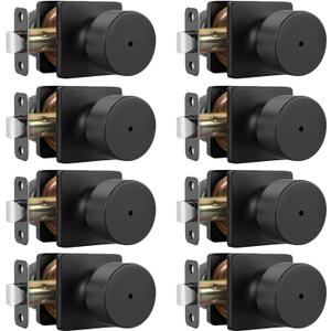 Goldenwarm Matte Black Door Knobs Interior, Privacy Bedroom Door Knob with Lock, Black Interior Door Knobs Bathroom 8 Pack