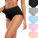 Molasus Women's Cotton Underwear High Waisted Full Coverage Ladies Panties, Small