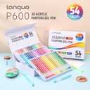 languo Acrylic Gel Pens for Coloring, 54 Colors Set 3D Acrylic Paint Pens with 1mm Bullet Tip for Adult Coloring, Gel Pens for Black Paper, Rock, Glass, Fabric, DIY and Art Crafts Supplies