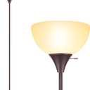 Coucrek Floor Lamp, LED Standing Lamps with White Plastic Shade, Corner Floor Lights for Living Room Bedroom, Rotary Switch, Bulb not Included, Brown