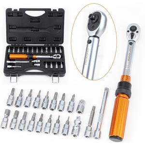 CARTMAN 1/4-inch Drive Click Torque WrenchDual-Range 20-240 LB.IN/2.26-27.12N.M for MTB, E-Bike and Moto Maintenance