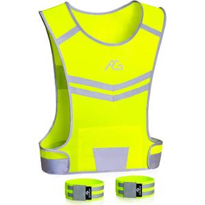 Reflective Running Vest Gear Cycling Motorcycle Reflective Vest,High Visibility Night Running Safety Vest (Medium, Yellow)