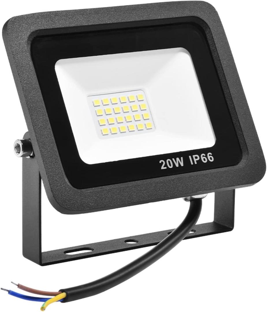 20W LED Flood Lights Outdoor, IP66 Waterproof Security Lights Fixture, 6500K Hardwired Wall Lamp, 1400Lm Ultra Thin Work Light, 120 Beam Angle LED Exterior Floodlight for Garden Yard Patio (Cold White)
