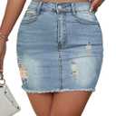Jean Skirt for Women Stretch Casual High Waisted Denim Short Skirt Cute A Line Mini Pencil Skrit (Blue, S)