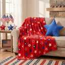 Tudomro 4th of July Patriotic Throw Blanket and Pillow Star Blanket 50 x 60 Inch Red White Blue Soft Flannel Independence Day 250th Anniversery Memorial Day Plush Pillow Sofa Couch America Decor Gifts