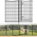 INJOPEXI Decorative Garden Fence 12 Panels 26ft(L)42in(H) Metal Garden Fences with 11 Panels + 1 Gate, Animal Barrier Rabbit Fence Rustproof Wire Temporary Dog Fencing Outdoor for Backyard Lawn