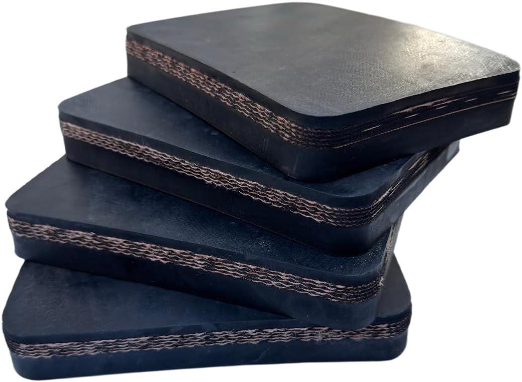 4 Pack Heavy Duty Rubber Pads- Nylon Reinforced- 11,000lbs Capacity, Non-Slip Stabilizer Pads for Jack Stands, Motorcycle Kickstand, RV Leveling, Equipment Support- 0.9 Height (6.34.7)