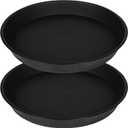 2 Pack of 20 21 inch Plant Saucer Round, Deep Plant Saucers for Pots, Heavy Duty Plastic Plant Drip Tray for Indoors Outdoor, Bird Bath Bowls, Plant Trays for Planter 19-22" (21 inch, Black)