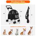 Foldable Pet Stroller for Small/Medium Dogs & Cats up to 22 lbs - Lightweight 4-Wheel Design with Sun Canopy, Storage Basket & Breathable Mesh Windows（Black)