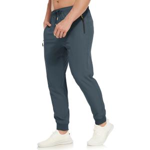 SPOSULEI Mens Joggers Lightweight Athletic Hiking Pants Quick Dry Running Track Gym Sweatpants with Zipper Pockets (X-Large, Navy)