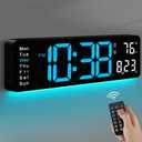 MASHI Digital Wall Clock, 16" Large Display Digital Clock with Remote Control, Auto-Dimming Wall Clock with Night Light, DST, Date Week,Temp for Living Room, Bedroom, Decor, for Elderly