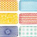 Rectangle Serving Plates Set - 8.1" x 4.5" Ceramic Rectangular Salad Platters - Microwave & Oven Safe - Porcelain Dinner Dishes for Sushi, Appetizers, Dessert - Set of 6 - Assorted Colors (8.3 Inch)