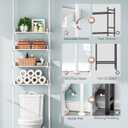 ALLZONE Bathroom Organizer, Over The Toilet Storage, 4-Tier Adjustable Wood Shelves for Small Rooms, Saver Space Rack, Narrow Cabinet, 92 to 116 Inches Tall, White