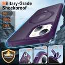 HuwaiH 360 Rotatable Magnetic Ring Stand for iPhone 15 Case, Compatible with MagSafe, Military-Grade Shockproof, Anti-Scratch Matte Translucent Phone Case for iPhone 15(Purple)